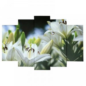 Картина модульная на подрамнике "Белые лилии" 120х80 см (2-24х53, 2-24х70, 1-24х80)
