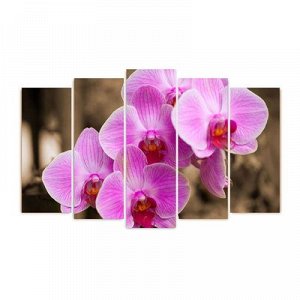 Картина модульная на подрамнике "Розовые орхидеи" 125*80 см