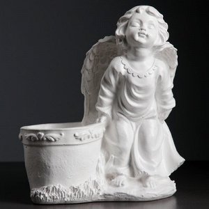 Фигурное кашпо "Целующий ангел" белый 25см