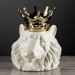 Кашпо "Голова льва с короной" белое