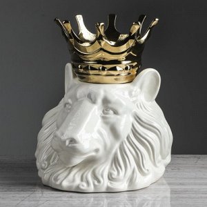 Кашпо "Голова льва с короной" белое, 1 сорт