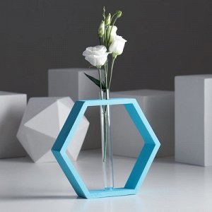 Рамка-ваза для цветов "Шестигранник", цвет бирюзовый, 22 х 4 х 22 см