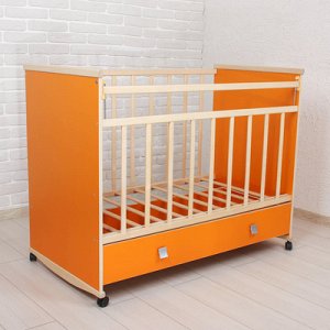 Кроватка детская "Садко" с ящиком, цвет оранжевый