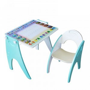 Набор мебели "Буквы- цифры": парта-мольберт, стульчик. Цвет бирюзовый жемчуг 14-430