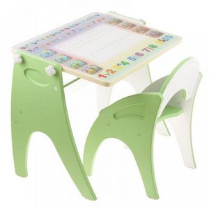 Набор мебели "Буквы-цифры": парта, мольберт, стульчик. Цвет салатовый 14-314