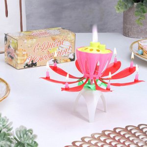 Свеча для торта музыкальная "Тюльпан", красная, 12*5 см