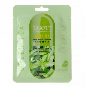 Jigott Green Tea Real Ampoule Mask Ампульная тканевая маска с экстрактом зеленого чая