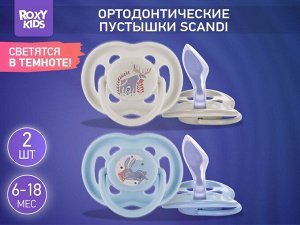 Соска-пустышка ортодонтическая SCANDI с футляром, 2 шт, 6-18 мес