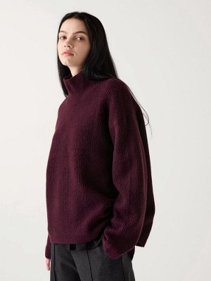 Свитер с высоким воротником, винный Uniqlo