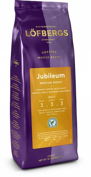 Кофе тёмной обжарки, зерно  LOFBERGS "JUBILEUM", 100% арабика