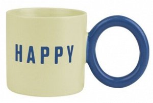 Кружка "Happy" 260мл, цв.светло-желтый и синий