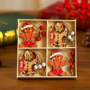 Ёлочные игрушки деревянные, 12 шт