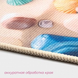 Коврики для ванной и туалета Доляна «Ракушки», 3 шт., 50x80, 50x40, 40x43 см