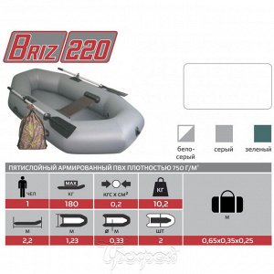 Лодка Бриз 220 (бело/серый)/Boat BRIZ 220N (white/gray)