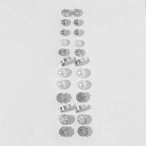 Серьги пусеты One year, 12 пар, строгий стиль, миксы