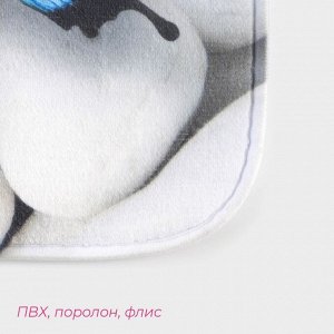Коврики для ванной и туалета Доляна «Камни», 2 шт., 40x50 см, 50x80 см, белые