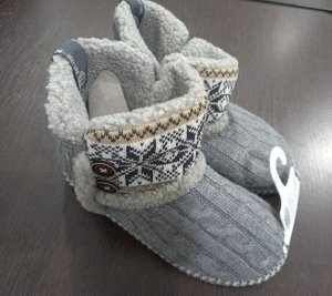 Обувь домашняя мужская высокая из меха цвет Серый