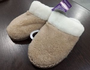Тапочки женские домашние с овечьей шерстью цвет Бежевый