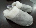 Тапочки женские домашние с овечьей шерстью цвет Серый