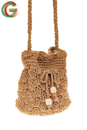 Плетеная сумочка-торба из джута, цвет крафт