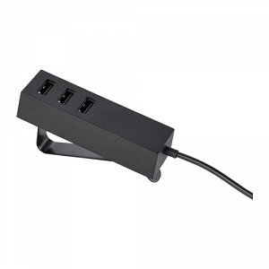 ЛЁРБИ Зарядное устройство USB, с зажимом, черный