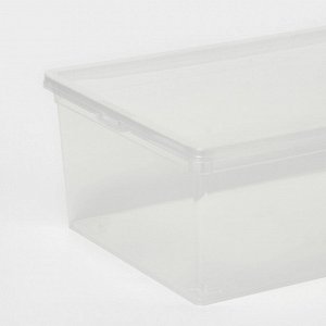 Ящик для хранения, 10 л, 37x24x14 см, с крышкой, прозрачный