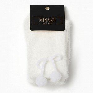 Носки махровые MINAKU с бамбошками, цв.белый, р-р 36-39 (23-25 см)