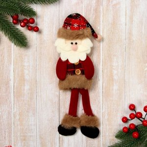 Игрушка мягкая «Дед Мороз в клетку» 8x30 см, красная