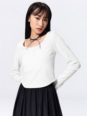 GU- укороченная футболка на пуговицах - 01 OFF WHITE