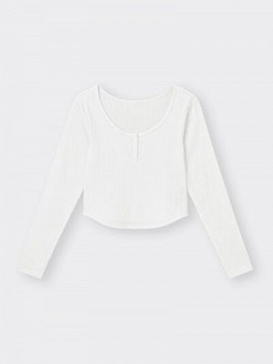 GU- укороченная футболка на пуговицах - 01 OFF WHITE
