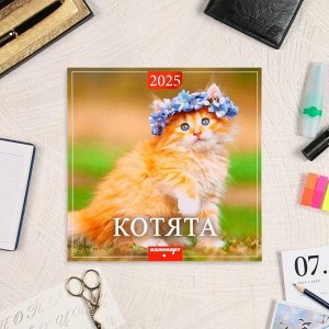 Календарь перекидной на скрепке «Котята» 2025 год, 12 листов, 29x29 см