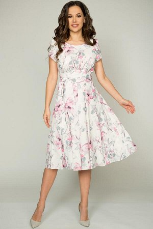 Платье Платье Teffi style 721/2 розовое 
Состав ткани: ПЭ-95%; Спандекс-5%; 
Рост: 164 см.

Платье полуприлегающего силуэта с отрезным лифом на подкладке. Юбка расклешённая из 6-ти клиньев, со встреч