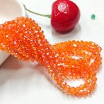 Бусины-рондели стеклянные, 3 мм, оранжевый с АВ, около 110 шт./низка