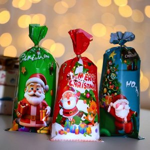 Пакет подарочный новогодний, для сладких подарков "Новогодний МИКС №2" 13x27 см