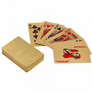 Карты игральные пластиковые "500 евро", 54 шт, 30 мкм, 8.8?5.7 см, золотистые