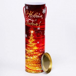 Подарочная коробка, тубус «Красно-Золотая» 99х340мм .