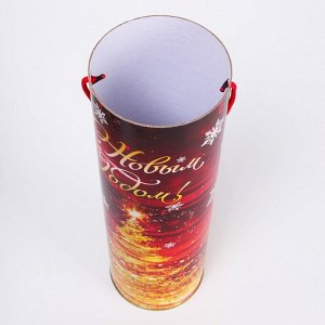 Подарочная коробка, тубус «Красно-Золотая» 99х340мм .