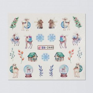 Слайдеры для ногтей «Christmas deer», разноцветные
