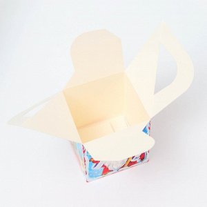 Подарочная коробка Новогодняя Кубик большой «Сладкая парочка» с анимацией 12x12x12 см