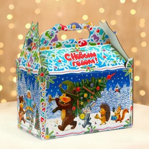 Подарочная коробка новогодняя Ларец «Лесные непоседы» 21.2x12.3x22.6 см