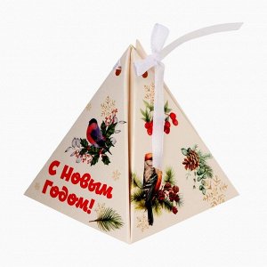 Бонбоньерка, новогодняя подарочная упаковка «Снегирь и рябина», 7?7?7.5 см