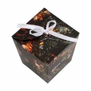Бонбоньерка, новогодняя подарочная упаковка Happy new year, 7.5x8x7.5 см