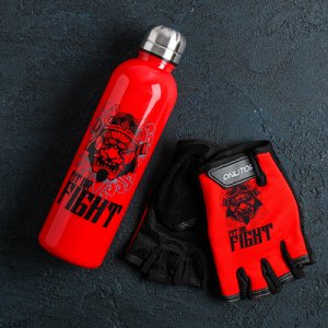 Набор "Fit or fight" перчатки 9 х15 х1 см, бутылка для воды 600 мл