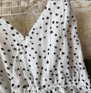 Платье-сарафан белый с чёрным принтом