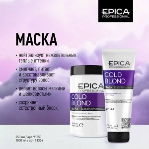Cold Blond Маска с фиолетовым пигментом, маслом макадамии и экстрактом ромашки, 250 мл.