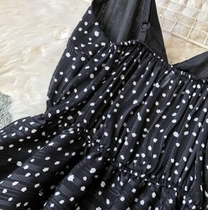 Платье-сарафан чёрный с белым принтом