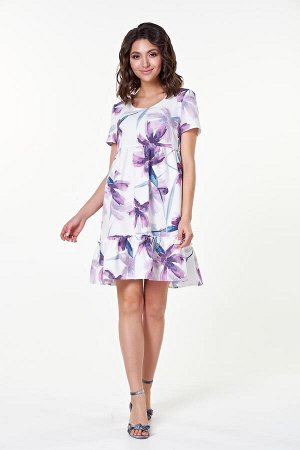 Платье Маура №9.Цвет:белый/фиолетовый
