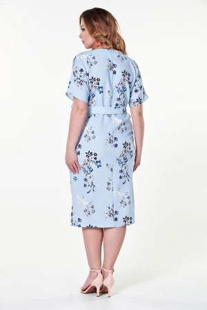 Платье Нонна №12.Цвет:голубой/цветы