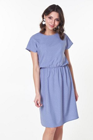Платье Ульяна №11.Цвет:голубой/горох