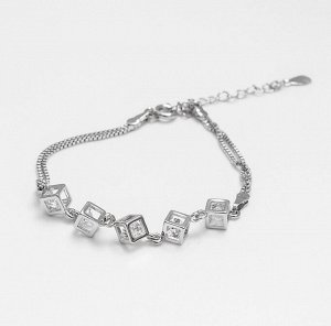 CRYSTAL SHIK Браслет с кристаллами покрытый серебром «Кубики»